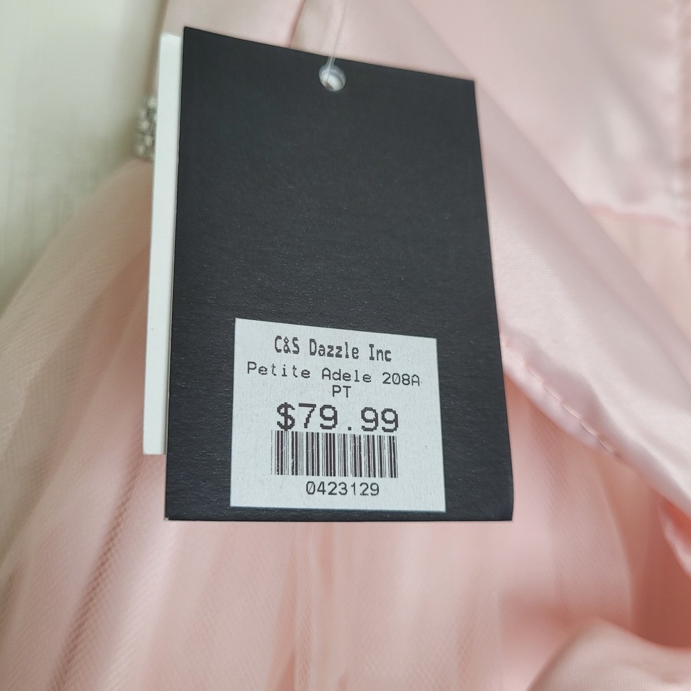 NWT Petite Adele Girls Pink Ball Gown Dress 7-8 Beaded Rhinestone Formal **FLAW - Picture 8 of 11